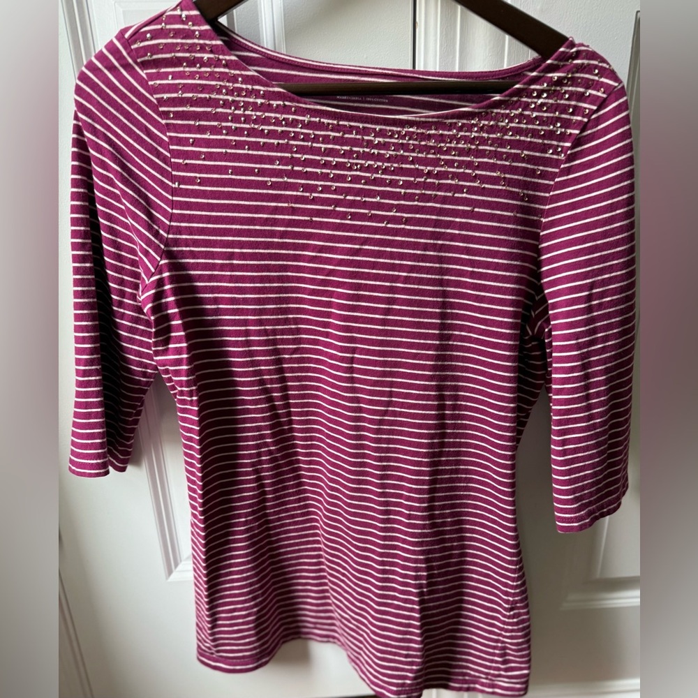 Charter Club Missy Striped Top Sz M